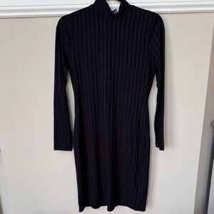 H&M Navy Ribbed Long Sleeve Dress